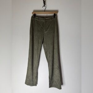 NWT Lulus Olive Green Velvet Touch High-Waisted Straight Leg Pants Small